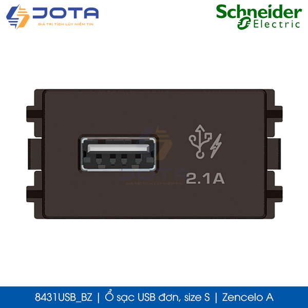 Ổ sạc USB đơn 8431USB_BZ Zencelo A Schneider, màu đồng, size S