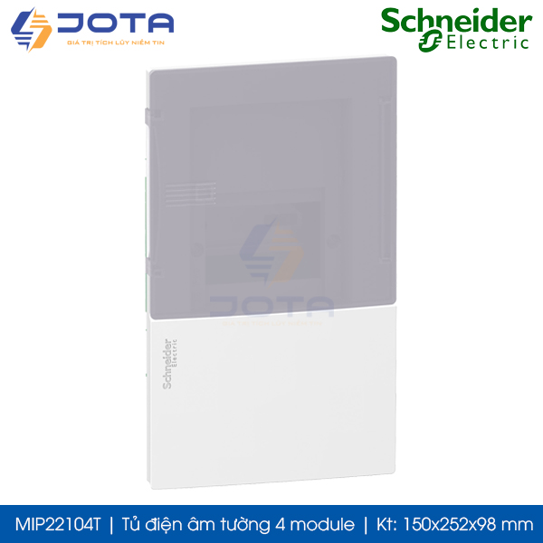 Tủ điện âm tường Schneider 4 module MIP22104T, cửa mờ