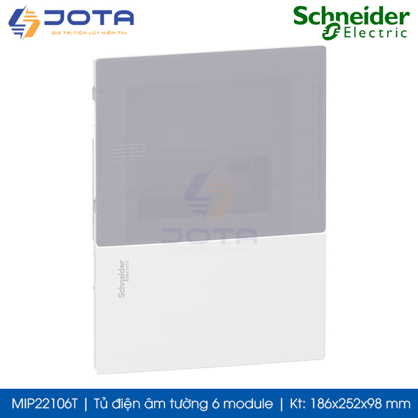 Tủ điện âm tường Schneider 6 module MIP22106T, cửa mờ